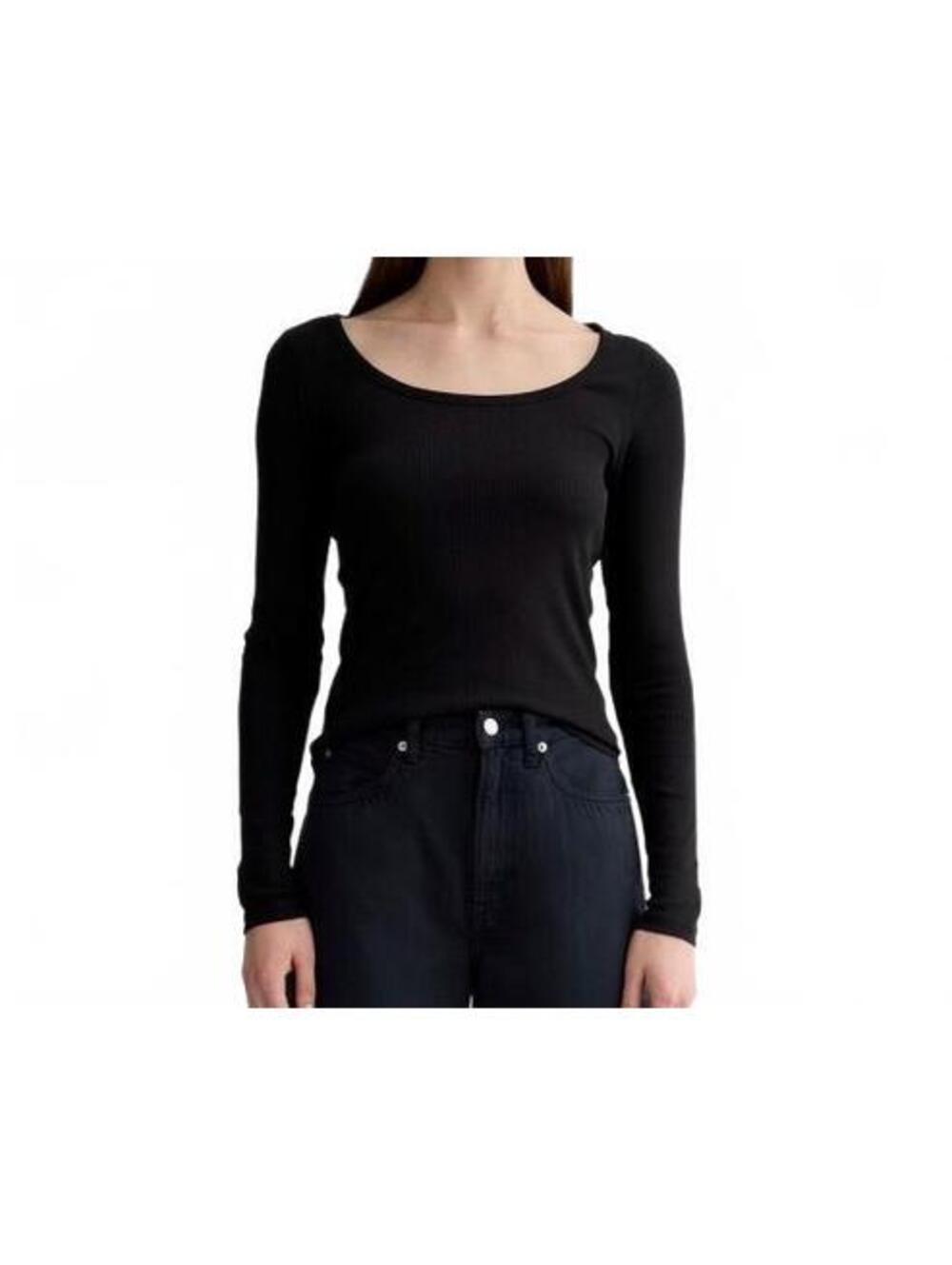 Everlane The Luxe Rib Long-Sleeve Scoop-Neck Tee - Small